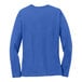 A back view of a Port & Company women's long sleeve T-shirt in royal blue.