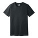A dark gray heather Bella + Canvas customizable T-shirt.