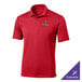 A red Sport-Tek polo shirt with a logo on it.