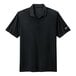 A black Nike Dri-Fit polo with a white swoosh on the sleeve.
