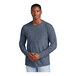 An extra small heathered navy District long sleeve tee for men made from a cotton blend.