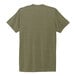 The back of an olive green AllMade t-shirt with a white logo.