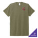 An olive green AllMade tri-blend t-shirt with a logo on it.