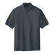 A Port Authority steel gray short sleeve polo shirt.