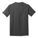 A back view of a medium Port & Company charcoal short sleeve T-shirt.