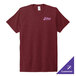 A maroon tri-blend t-shirt with a logo on it.