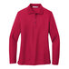 A red long sleeve Port Authority women's polo shirt.