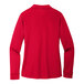 A red Port Authority women's long sleeve polo shirt with a collar.