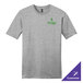 A light heather gray District t-shirt with a green logo.