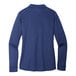 A women's royal blue long sleeve polo shirt.