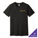 A black Bella + Canvas short sleeve t-shirt with a yellow logo on it.