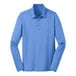 A Carolina blue Port Authority long sleeve polo shirt.