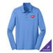 A Carolina blue Port Authority long sleeve polo shirt.