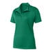 A Sport-Tek women's green short sleeve polo shirt with a collar.