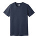 A heather midnight navy blue Bella + Canvas unisex short sleeve t-shirt.