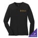 A medium black Port & Company long sleeve shirt with the grain harvest logo on the front.