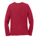 A red Port & Company long sleeve t-shirt for women.