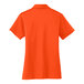 A back view of a Port Authority Women's Neon Orange Polo Shirt with a white collar.