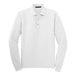 A white Port Authority long sleeve polo shirt.