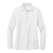 A white Port Authority long sleeve polo shirt.