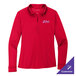 A red long sleeve Port Authority polo shirt with an embroidered logo.