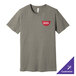 A heather stone Bella + Canvas t-shirt with a logo on it.