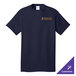 A navy Port & Company t-shirt with a logo on it.