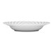 A white Libbey porcelain soup bowl with a black embossed pattern.