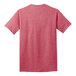 A heather red Port & Company t-shirt with a logo in red.