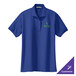A royal blue Port Authority women's polo shirt with a logo on it.