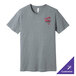 A Bella + Canvas athletic heather grey t-shirt with a logo on it.