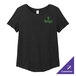 An extra small women's black tri-blend T-shirt with a logo on it.