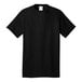 A black Port & Company short sleeve t-shirt with a white label.