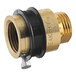 A brass Watts manual drain hose connection vacuum breaker with black accents.