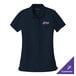 A dark blue Port Authority women's polo shirt with a logo on the front.