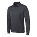 A medium iron gray Sport-Tek long sleeve polo shirt.