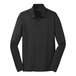 A black Port Authority long sleeved polo shirt.