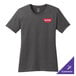 A Port & Company charcoal grey short sleeve t-shirt with a logo on it.