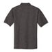 A back view of a Port Authority charcoal heather grey polo shirt.