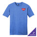 A heathered royal blue District t-shirt with a logo on it.