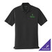 A black Port Authority polo shirt with a green logo.