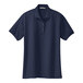 A Port Authority navy blue short sleeve polo shirt.