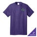 A purple Port & Company short sleeve T-shirt with a logo on it.