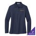 A women's small navy blue Port Authority long sleeve polo shirt.
