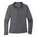 A women's Port Authority steel gray long sleeve polo shirt.