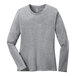 A Port & Company women's long sleeve grey shirt.