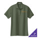 A Port Authority women's clover green polo shirt with a logo on it.