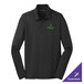 A black Port Authority long sleeve polo shirt with a green logo.