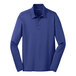 A Port Authority royal blue long sleeve polo shirt.