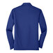 A back view of a royal blue Port Authority long sleeve polo shirt.